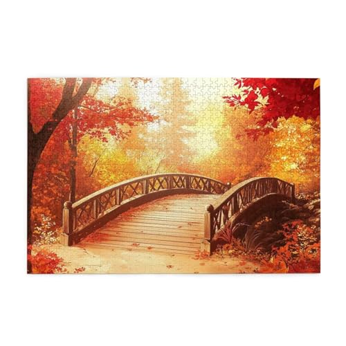 Puzzle 3000 Teile Herbst, Brücke Holz XXL Puzzle Erwachsene mit Schachtel und Poster, Schwierige, Herausfordernde und Interessant Spiele für Anfänger, Geschenke für Männer/Frauen Wohndekoration 1T-546 von Tamalsj