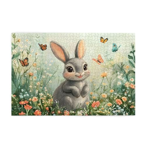 Puzzle 3000 Teile Kaninchen, Blume Holz XXL Puzzle Erwachsene mit Schachtel und Poster, Schwierige, Herausfordernde und Interessant Spiele für Anfänger, Männer/Frauen Wohndekoration Geschenke 1T-452 von Tamalsj