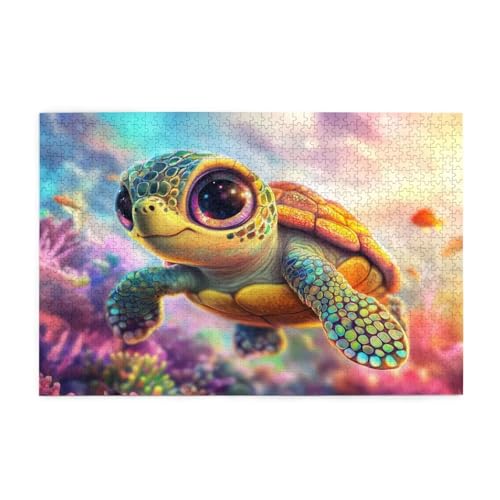 Puzzle 3000 Teile Karikatur, Schildkröte Holz XXL Puzzle Erwachsene mit Schachtel und Poster, Schwierige, Herausfordernde und Interessant Spiele für Anfänger, Frauen Wohndekoration Geschenke 1T-1670 von Tamalsj
