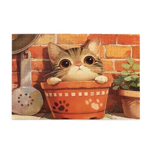 Puzzle 3000 Teile Katze, Niedlich Holz XXL Puzzle Erwachsene mit Schachtel und Poster, Schwierige, Herausfordernde und Interessant Spiele für Anfänger, Männer/Frauen Wohndekoration Geschenke 1T-1268 von Tamalsj