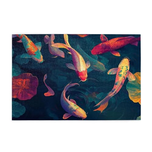 Puzzle 3000 Teile Koi, Landschaft Holz XXL Puzzle Erwachsene mit Schachtel und Poster, Schwierige, Herausfordernde und Interessant Spiele für Anfänger, Männer/Frauen Wohndekoration Geschenke 1T-882 von Tamalsj
