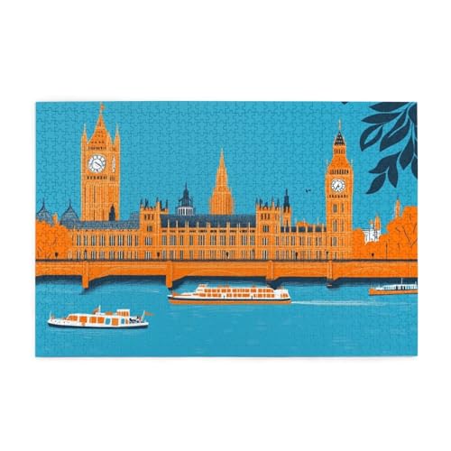 Puzzle 3000 Teile London, Boot Holz XXL Puzzle Erwachsene mit Schachtel und Poster, Schwierige, Herausfordernde und Interessant Spiele für Anfänger, Geschenke für Männer/Frauen Wohndekoration 1T-807 von Tamalsj