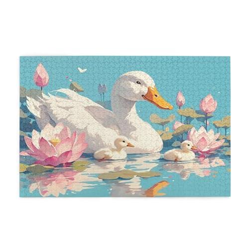 Puzzle 3000 Teile Lotus, Ente Holz XXL Puzzle Erwachsene mit Schachtel und Poster, Schwierige, Herausfordernde und Interessant Spiele für Anfänger, Geschenke für Männer/Frauen Wohndekoration 1T-668 von Tamalsj
