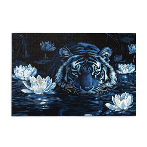 Puzzle 3000 Teile Lotus, Tiger Holz XXL Puzzle Erwachsene mit Schachtel und Poster, Schwierige, Herausfordernde und Interessant Spiele für Anfänger, Geschenke für Männer/Frauen Wohndekoration 1T-918 von Tamalsj