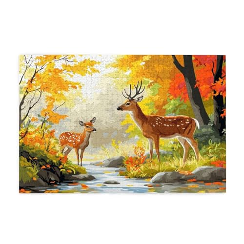 Puzzle 3000 Teile REH, Herbst Holz XXL Puzzle Erwachsene mit Schachtel und Poster, Schwierige, Herausfordernde und Interessant Spiele für Anfänger, Geschenke für Männer/Frauen Wohndekoration 1T-760 von Tamalsj