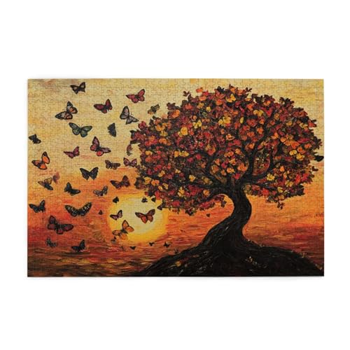 Puzzle 3000 Teile Schmetterling, Baum Holz XXL Puzzle Erwachsene mit Schachtel und Poster, Schwierige, Herausfordernde und Interessant Spiele für Anfänger, Frauen Wohndekoration Geschenke 1T-282 von Tamalsj