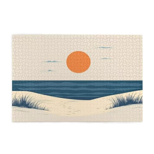 Puzzle 3000 Teile Sonnenuntergang, Meer Holz XXL Puzzle Erwachsene mit Schachtel und Poster, Schwierige, Herausfordernde und Interessant Spiele für Anfänger, Frauen Wohndekoration Geschenke 1T-1150 von Tamalsj