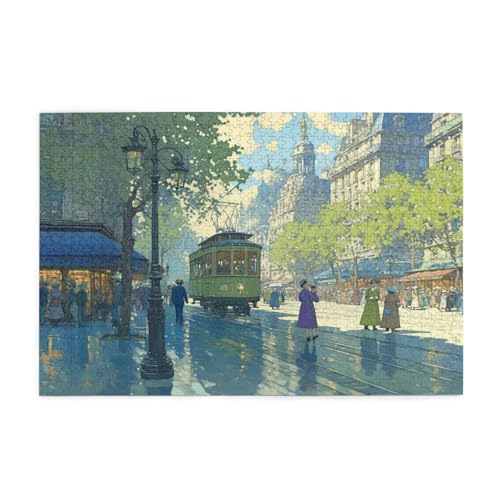 Puzzle 3000 Teile Stadt, Straßenansicht Holz XXL Puzzle Erwachsene mit Schachtel und Poster, Schwierige, Herausfordernde und Interessant Spiele für Anfänger, Frauen Wohndekoration Geschenke 1T-1250 von Tamalsj