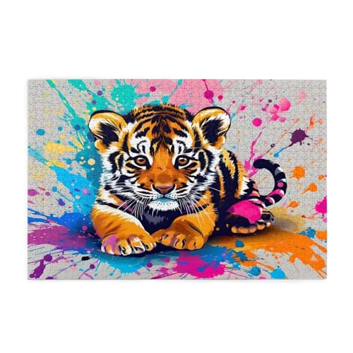 Puzzle 3000 Teile Tiger, Bunt Holz XXL Puzzle Erwachsene mit Schachtel und Poster, Schwierige, Herausfordernde und Interessant Spiele für Anfänger, Geschenke für Männer/Frauen Wohndekoration 1T-1851 von Tamalsj