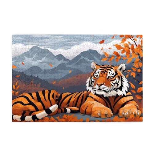 Puzzle 3000 Teile Tiger, Herbst Holz XXL Puzzle Erwachsene mit Schachtel und Poster, Schwierige, Herausfordernde und Interessant Spiele für Anfänger, Geschenke für Männer/Frauen Wohndekoration 1T-1846 von Tamalsj