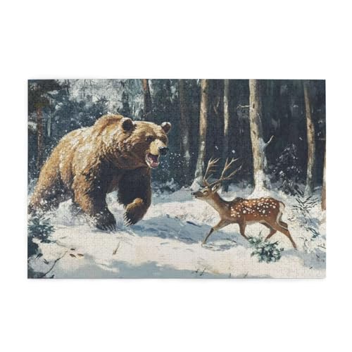 Puzzle 3000 Teile Tragen, REH Holz XXL Puzzle Erwachsene mit Schachtel und Poster, Schwierige, Herausfordernde und Interessant Spiele für Anfänger, Geschenke für Männer/Frauen Wohndekoration 1T-960 von Tamalsj