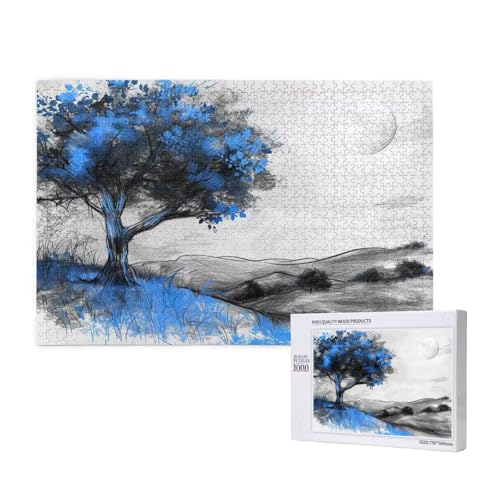 Puzzle 500 Teile Baum Klassische Puzzles für Erwachsene Blau Anspruchsvolles und Lustig Kreatives Unterhaltungsspiel, Holzpuzzle für Erwachsene Als Geburtstags und Feiertage Geschenk fur Frauen 2T-87 von Tamalsj