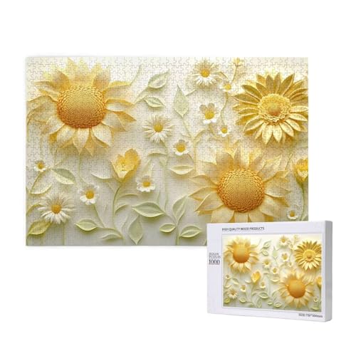 Puzzle 500 Teile Blume Klassische Puzzles für Erwachsene Sonnenblume Anspruchsvolles und Lustig Kreatives Unterhaltungsspiel, Holzpuzzle für Erwachsene Als Feiertage Geschenk fur Frauen 2T-261 von Tamalsj