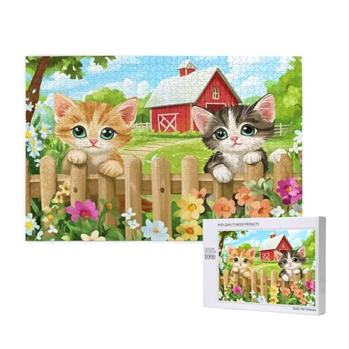Puzzle 500 Teile Katze Klassische Puzzles für Erwachsene Bauernhof Anspruchsvolles und Lustig Kreatives Unterhaltungsspiel, Holzpuzzle für Erwachsene Als Feiertage Geschenk fur Frauen 2T-118 von Tamalsj