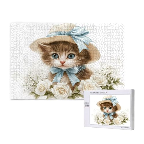 Puzzle 500 Teile Katze Klassische Puzzles für Erwachsene Blume Anspruchsvolles und Lustig Kreatives Unterhaltungsspiel,Holzpuzzle für Erwachsene Als Geburtstags und Feiertage Geschenk fur Frauen 2T-82 von Tamalsj