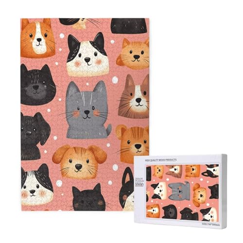 Puzzle 500 Teile Katze Klassische Puzzles für Erwachsene Hund Anspruchsvolles und Lustig Kreatives Unterhaltungsspiel,Holzpuzzle für Erwachsene Als Geburtstags Feiertage Geschenk fur Frauen 2T-1871 von Tamalsj