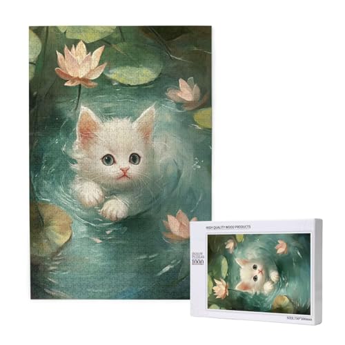 Puzzle 500 Teile Katze Klassische Puzzles für Erwachsene Lotus Anspruchsvolles und Lustig Kreatives Unterhaltungsspiel, Holzpuzzle für Erwachsene Als Geburtstags Feiertage Geschenk fur Frauen 2T-1115 von Tamalsj