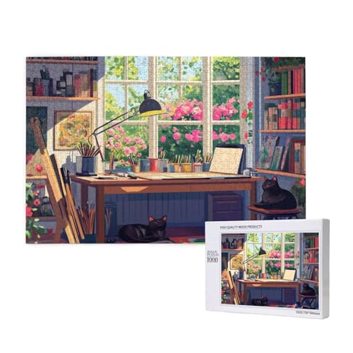 Puzzle 500 Teile Landschaft Klassische Puzzles für Erwachsene Fenster Anspruchsvolles und Lustig Kreatives Unterhaltungsspiel, Holzpuzzle für Erwachsene Als Feiertage Geschenk fur Frauen 2T-221 von Tamalsj