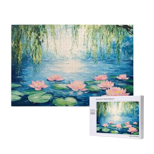 Puzzle 500 Teile Lotus Klassische Puzzles für Erwachsene Landschaft Anspruchsvolles und Lustig Kreatives Unterhaltungsspiel, Holzpuzzle für Erwachsene Als Feiertage Geschenk fur Frauen 2T-121 von Tamalsj