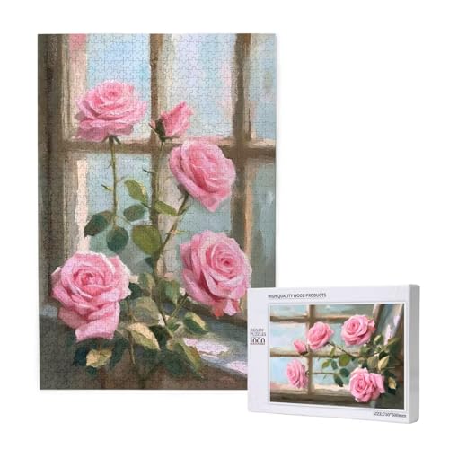 Puzzle 500 Teile Rose Klassische Puzzles für Erwachsene Rosa Anspruchsvolles und Lustig Kreatives Unterhaltungsspiel,Holzpuzzle für Erwachsene Als Geburtstags und Feiertage Geschenk fur Frauen 2T-1575 von Tamalsj