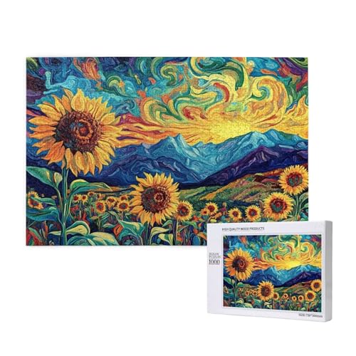 Puzzle 500 Teile Sonnenblume Klassische Puzzles für Erwachsene Abstrakt Anspruchsvolles und Lustig Kreatives Unterhaltungsspiel, Holzpuzzle für Erwachsene Als Feiertage Geschenk fur Frauen 2T-125 von Tamalsj