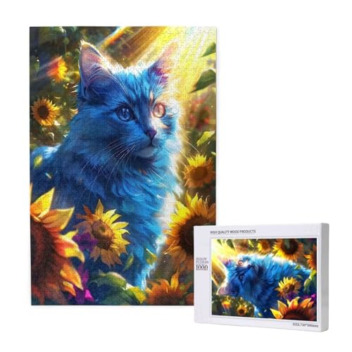 Puzzle 500 Teile Sonnenblume Klassische Puzzles für Erwachsene Katze Anspruchsvolles und Lustig Kreatives Unterhaltungsspiel, Holzpuzzle für Erwachsene Als Feiertage Geschenk fur Frauen 2T-1668 von Tamalsj