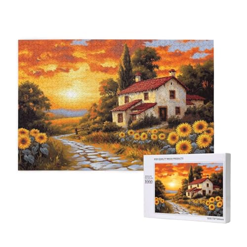 Puzzle 500 Teile Sonnenuntergang Klassische Puzzles für Erwachsene Sonnenblume Entspannen und Lustig Kreatives Unterhaltungsspiel,Holzpuzzle für Erwachsene Als Feiertage Geschenk fur Frauen 2T-889 von Tamalsj