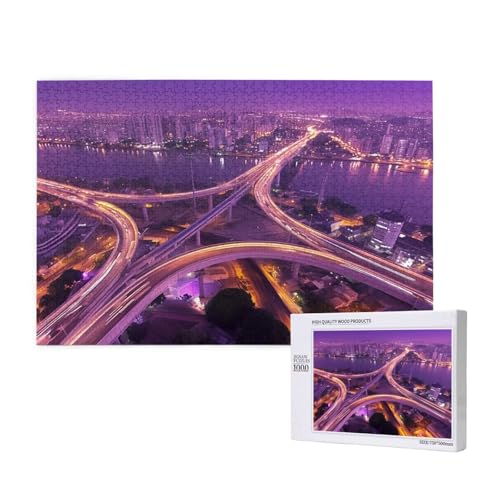 Puzzle 500 Teile Stadt Klassische Puzzles für Erwachsene Nachtansicht Anspruchsvolles und Lustig Kreatives Unterhaltungsspiel, Holzpuzzle für Erwachsene Als Feiertage Geschenk fur Frauen 2T-605 von Tamalsj
