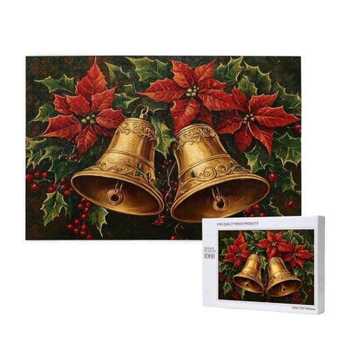 Puzzle 500 Teile Weihnachten Klassische Puzzles für Erwachsene Glocke Anspruchsvolles und Lustig Kreatives Unterhaltungsspiel, Holzpuzzle für Erwachsene Als Feiertage Geschenk fur Frauen 2T-95 von Tamalsj