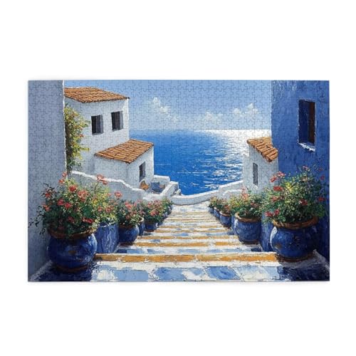 Puzzle 5000 Teile Ägäisches Meer,Landschaft Holz XXL Puzzle Erwachsene mit Schachtel und Poster,Schwierige,Herausfordernde und Interessant Spiele für Anfänger,Frauen Wohndekoration Geschenke 1T-1360 von Tamalsj