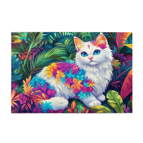 Puzzle 5000 Teile Blume, Katze Holz XXL Puzzle Erwachsene mit Schachtel und Poster, Schwierige, Herausfordernde und Interessant Spiele für Anfänger, Geschenke für Männer/Frauen Wohndekoration 1T-1606 von Tamalsj