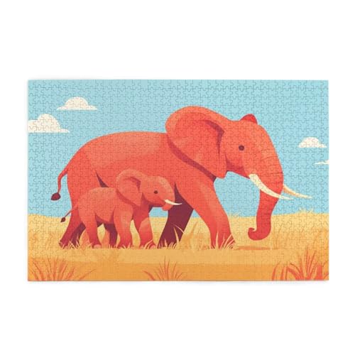 Puzzle 5000 Teile Elefant, Landschaft Holz XXL Puzzle Erwachsene mit Schachtel und Poster, Schwierige, Herausfordernde und Interessant Spiele für Anfänger, Frauen Wohndekoration Geschenke 1T-680 von Tamalsj