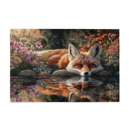 Puzzle 5000 Teile Fuchs, Blume Holz XXL Puzzle Erwachsene mit Schachtel und Poster, Schwierige, Herausfordernde und Interessant Spiele für Anfänger, Geschenke für Männer/Frauen Wohndekoration 1T-317 von Tamalsj