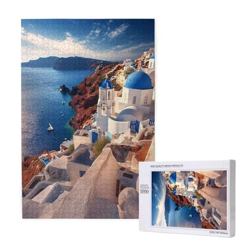 Puzzle Ägäisches Meer Puzzle 300 Teile Landschaft Holzpuzzle Erwachsene mit Schachtel und Poster, Schwieriges-Unterhaltsames-Herausforderndes-Geeignet für Anfänger, Geschenke für Männer/Frauen 2T-1732 von Tamalsj