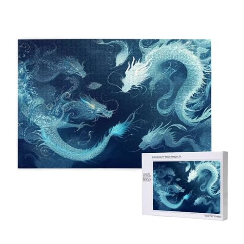 Puzzle Abstrakt Puzzle 1000 Teile Drachen Holzpuzzle Erwachsene mit Schachtel und Poster, Schwieriges - Unterhaltsames - Herausforderndes - Geeignet für Anfänger, Geschenke für Männer/Frauen 2T-478 von Tamalsj