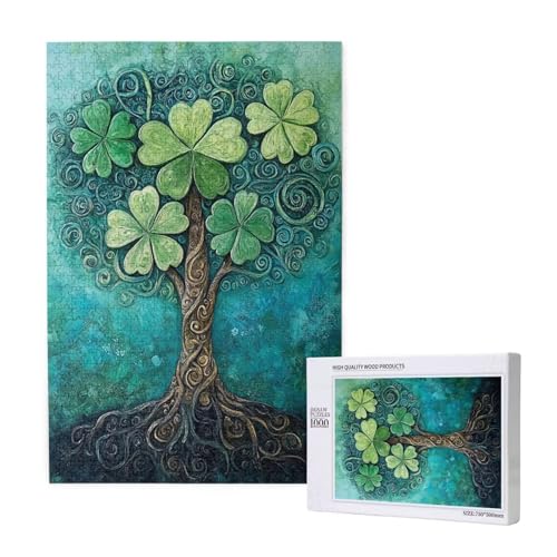 Puzzle Baum Puzzle 1000 Teile Grün Holzpuzzle Erwachsene mit Schachtel und Poster, Schwieriges - Unterhaltsames - Herausforderndes Spiel - Geeignet für Anfänger, Geschenke für Männer/Frauen 2T-1452 von Tamalsj