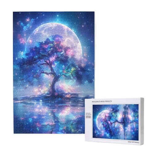 Puzzle Baum Puzzle 300 Teile Mond Holzpuzzle Erwachsene mit Schachtel und Poster, Schwieriges - Unterhaltsames - Herausforderndes Spiel - Geeignet für Anfänger, Geschenke für Männer/Frauen 2T-2028 von Tamalsj