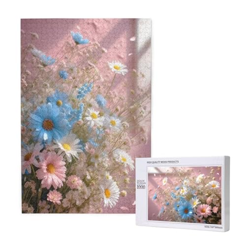 Puzzle Blume Puzzle 2000 Teile Blau Holzpuzzle Erwachsene mit Schachtel und Poster, Schwieriges - Unterhaltsames - Herausforderndes Spiel - Geeignet für Anfänger, Geschenke für Männer/Frauen 2T-1555 von Tamalsj