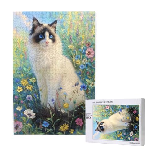 Puzzle Blume Puzzle 2000 Teile Katze Holzpuzzle Erwachsene mit Schachtel und Poster, Schwieriges - Unterhaltsames - Herausforderndes Spiel - Geeignet für Anfänger, Geschenke für Männer/Frauen 2T-1765 von Tamalsj