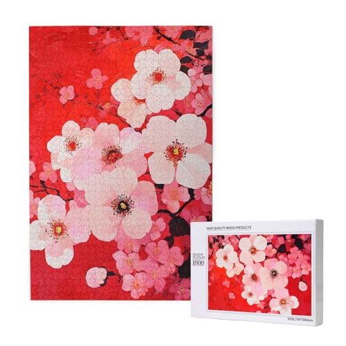 Puzzle Blume Puzzle 2000 Teile Rosa Holzpuzzle Erwachsene mit Schachtel und Poster, Schwieriges - Unterhaltsames - Herausforderndes Spiel - Geeignet für Anfänger, Geschenke für Männer/Frauen 2T-1423 von Tamalsj
