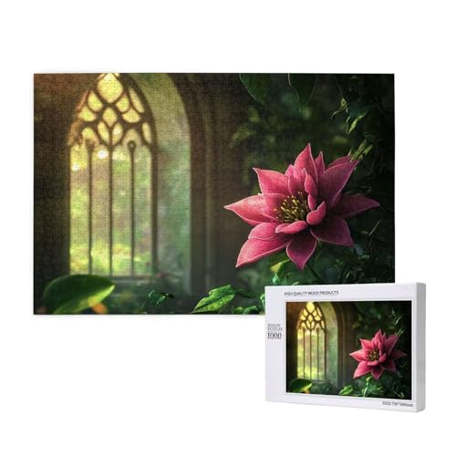 Puzzle Blume Puzzle 300 Teile Fenster Holzpuzzle Erwachsene mit Schachtel und Poster, Schwieriges - Unterhaltsames - Herausforderndes Spiel - Geeignet für Anfänger, Geschenke für Männer/Frauen 2T-464 von Tamalsj