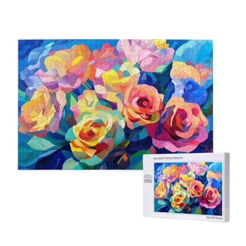 Puzzle Bunt Puzzle 1000 Teile Rose Holzpuzzle Erwachsene mit Schachtel und Poster, Schwieriges - Unterhaltsames - Herausforderndes Spiel - Geeignet für Anfänger, Geschenke für Männer/Frauen 2T-373 Puzzle Bunt Puzzle 1000 Teile Rose Holzpuzzle Erwachsene mit Schachtel und Poster, Schwieriges - Unterhaltsames - Herausforderndes Spiel - Geeignet für Anfänger, Geschenke für Männer/Frauen 2T-373 von Tamalsj