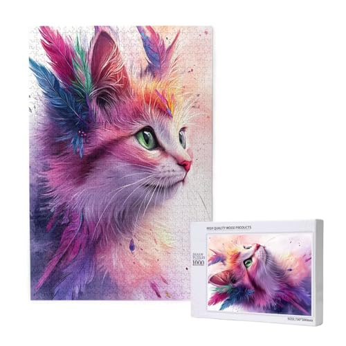 Puzzle Bunt Puzzle 2000 Teile Katze Holzpuzzle Erwachsene mit Schachtel und Poster, Schwieriges - Unterhaltsames - Herausforderndes Spiel - Geeignet für Anfänger, Geschenke für Männer/Frauen 2T-1753 von Tamalsj