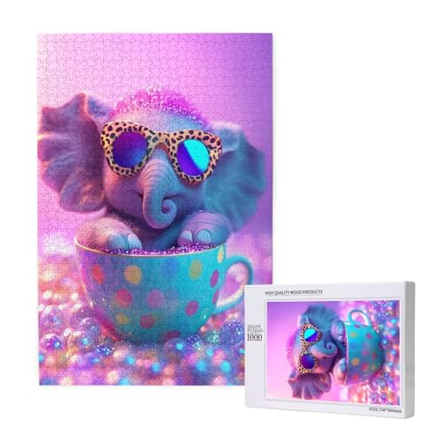 Puzzle Elefant Puzzle 2000 Teile Bunt Holzpuzzle Erwachsene mit Schachtel und Poster, Schwieriges - Unterhaltsames - Herausforderndes Spiel - Geeignet für Anfänger, Geschenke für Männer/Frauen 2T-1810 von Tamalsj