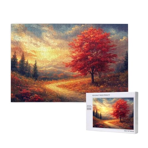 Puzzle Herbst Puzzle 300 Teile Sonnenuntergang Holzpuzzle Erwachsene mit Schachtel und Poster, Schwieriges-Unterhaltsames-Herausforderndes-Geeignet für Anfänger, Geschenke für Männer/Frauen 2T-1051 von Tamalsj