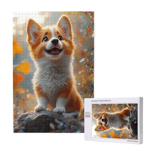 Puzzle Hund Puzzle 2000 Teile Herbst Holzpuzzle Erwachsene mit Schachtel und Poster, Schwieriges - Unterhaltsames - Herausforderndes Spiel - Geeignet für Anfänger, Geschenke für Männer/Frauen 2T-1380 von Tamalsj