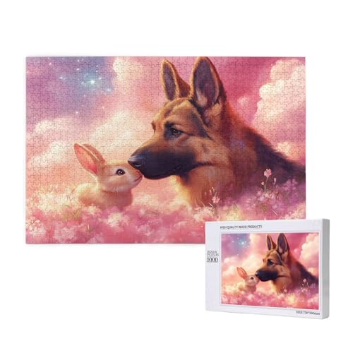 Puzzle Hund Puzzle 300 Teile Kaninchen Holzpuzzle Erwachsene mit Schachtel und Poster, Schwieriges - Unterhaltsames - Herausforderndes Spiel - Geeignet für Anfänger, Geschenke für Männer/Frauen 2T-960 von Tamalsj