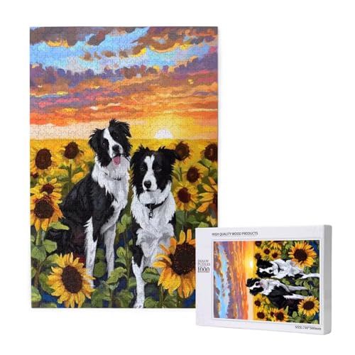 Puzzle Hund Puzzle 4000 Teile Sonnenblume Holzpuzzle Erwachsene mit Schachtel und Poster, Schwieriges - Unterhaltsames - Herausforderndes - Geeignet für Anfänger, Geschenke für Männer/Frauen 2T-1497 von Tamalsj