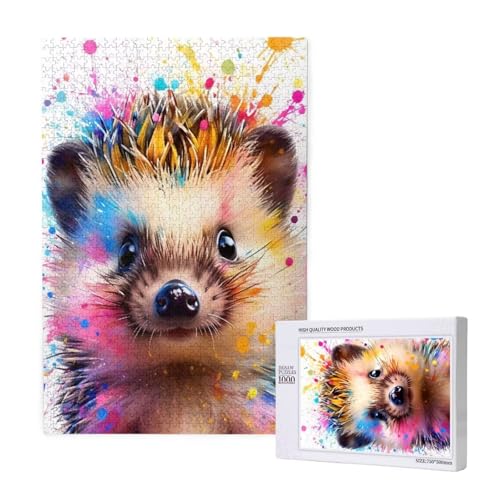 Puzzle Igel Puzzle 300 Teile Bunt Holzpuzzle Erwachsene mit Schachtel und Poster, Schwieriges - Unterhaltsames - Herausforderndes Spiel - Geeignet für Anfänger, Geschenke für Männer/Frauen 2T-1537 von Tamalsj