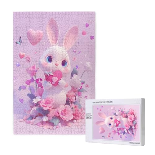 Puzzle Kaninchen Puzzle 300 Teile Blume Holzpuzzle Erwachsene mit Schachtel und Poster, Schwieriges - Unterhaltsames - Herausforderndes - Geeignet für Anfänger, Geschenke für Männer/Frauen 2T-1931 von Tamalsj